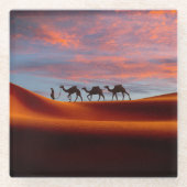 Dessous-de-verre En Verre Deserts | Man & Camels in the Sand Dunes (Devant)