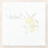Dessous-de-verre En Verre Design de branche de citron avec Salute ! (Dos)