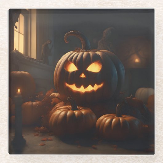 Dessous-de-verre En Verre Design de décoration Halloween (Devant)