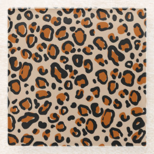 Dessous-de-verre En Verre Design de fourrure de léopard, motif sans couture.