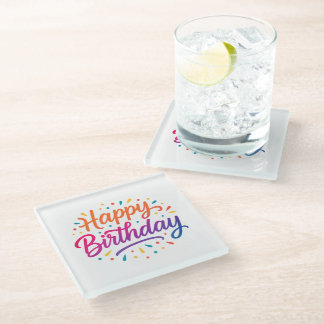 Dessous-de-verre En Verre Design élégant de calligraphie d'anniversaire