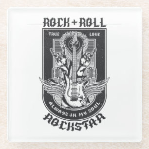 Dessous-de-verre En Verre Design Guitar Rock