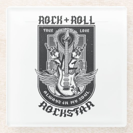 Dessous-de-verre En Verre Design Guitar Rock (Devant)