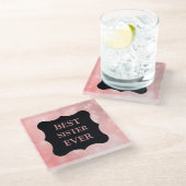 Dessous-de-verre En Verre Design rose pétillant Meilleure Soeur Ever! (Incliné)