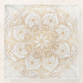 Dessous-de-verre En Verre Design tendance or floral Mandala Marble (Devant)