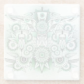 Dessous-de-verre En Verre Design tribal teinte verte (Dos)