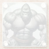 Dessous-de-verre En Verre Dessin d'art pop de Gorilla Bodybuilder (Dos)