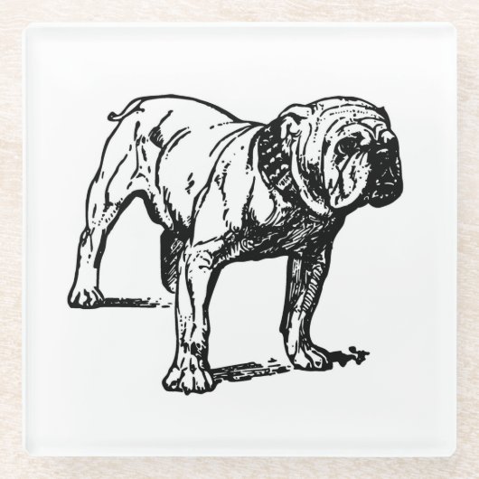 Dessous-de-verre En Verre dessin de bulldog (Devant)