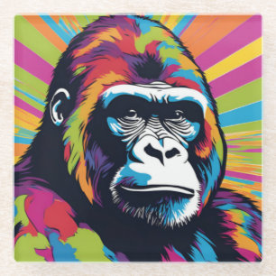 Dessous-de-verre En Verre Dessin de dessin de peinture Gorilla Pop