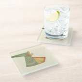 Dessous-de-verre En Verre Dessin de Kimono semi-fini (Incliné)