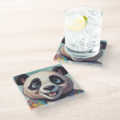 Dessous-de-verre En Verre Dessin de Panda (Incliné)