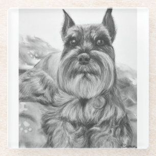 Dessous-de-verre En Verre Dessin de Schnauzer
