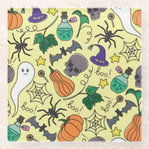 Dessous-de-verre En Verre Dessin d'Halloween : Motif Vintage vibrant