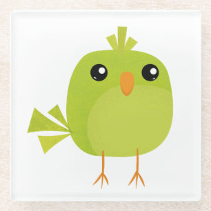 Dessous-de-verre En Verre Dessin d'oiseau vert