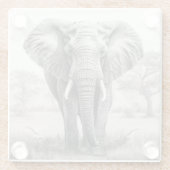 Dessous-de-verre En Verre Dessin d'un crayon d'éléphant africain (Dos)