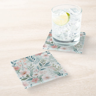 Dessous-de-verre En Verre Dessin Motif Fleur Pastel