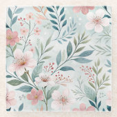 Dessous-de-verre En Verre Dessin Motif Fleur Pastel (Devant)