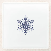 Dessous de verre avec un flocon de neige bleu