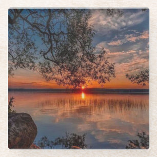 Dessous-de-verre En Verre Dessous de verre coucher de soleil en verre