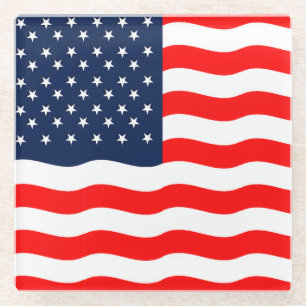Dessous-de-verre En Verre Dessous de verre de boisson patriotiques Drapeau A
