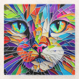 Dessous-de-verre En Verre Dessous de verre de chat en verre tendu vibrant