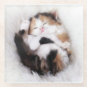 Dessous-de-verre En Verre Dessous de verre de chat Kitty Dormir