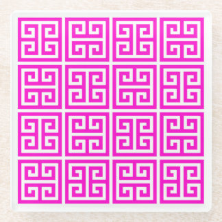 Dessous-de-verre En Verre Dessous de verre de clé grecque rose