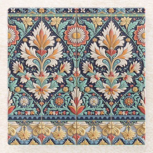 Dessous-de-verre En Verre Dessous de verre de la Frise Florale (Devant)