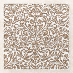 Dessous-de-verre En Verre Dessous de verre de Parties scintillant d'or Taupe