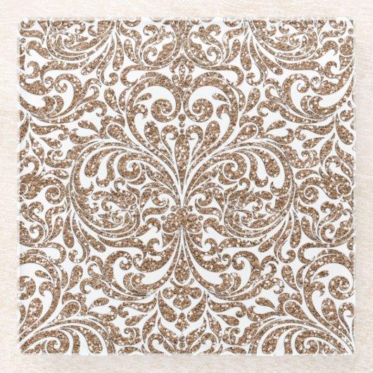 Dessous-de-verre En Verre Dessous de verre de Parties scintillant d'or Taupe (Devant)