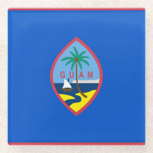 Dessous-de-verre En Verre dessous de verre de verre avec drapeau de Guam, Ét