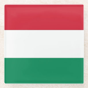 Dessous-de-verre En Verre dessous de verre de verre avec drapeau de Hongrie