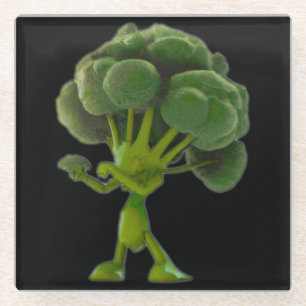 Dessous-de-verre En Verre Dessous de verre de verre Brocoli Fun Fun Fighting