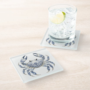 Dessous-de-verre En Verre Dessous de verre de verre de crabe bleu