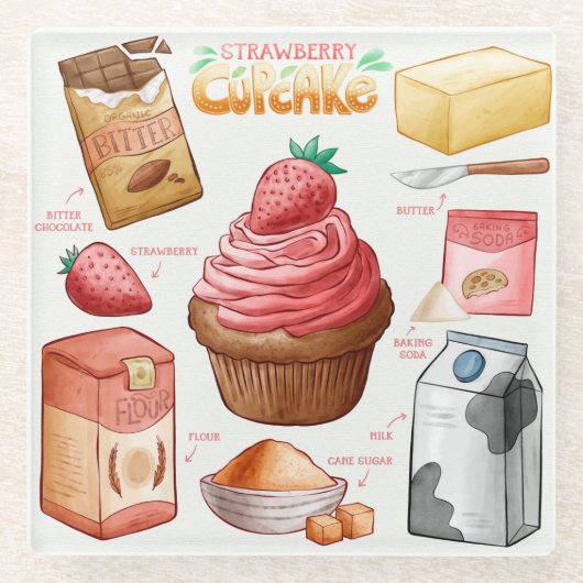 Dessous-de-verre En Verre Dessous de verre de verre de recette de gâteau (Devant)