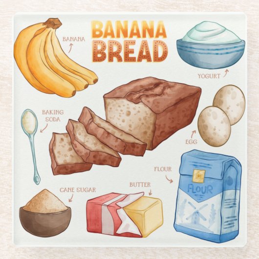 Dessous-de-verre En Verre Dessous de verre de verre de recette de gâteau (Devant)