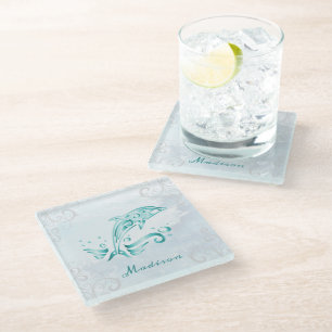 Dessous-de-verre En Verre Dessous de verre de verre personnalisé Dolphin tu