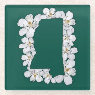 Dessous-de-verre En Verre Dessous de verre des fleurs de l'État du Mississip