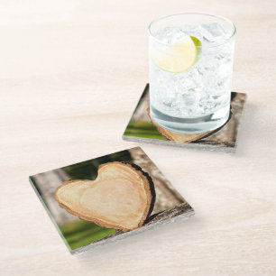 Dessous-de-verre En Verre dessous de verre en bois de coeur