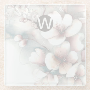 Dessous-de-verre En Verre Dessous de verre en fleurs de cerisier Monogramme