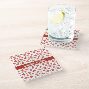 Dessous-de-verre En Verre Dessous de verre en verre à motif de cœurs et d'ét