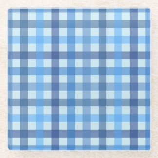 Dessous-de-verre En Verre Dessous de verre en verre à motif vichy bleu à six
