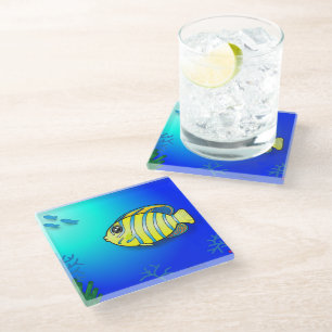 Dessous-de-verre En Verre Dessous de verre en verre à thème poisson