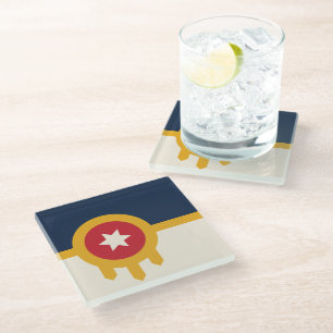 Dessous-de-verre En Verre Dessous de verre en verre avec drapeau de Tulsa, O