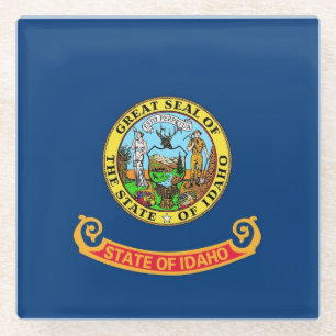 Dessous-de-verre En Verre Dessous de verre en verre avec drapeau d'Idaho, US
