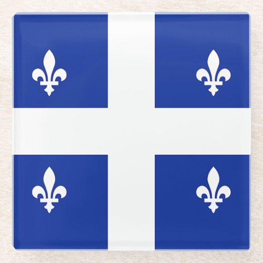Dessous-de-verre En Verre Dessous de verre en verre avec drapeau du Québec,  (Devant)