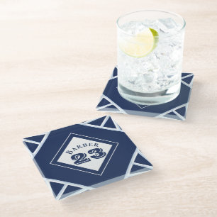 Dessous-de-verre En Verre Dessous de verre en verre bleu inspiré des sports