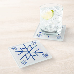Dessous-de-verre En Verre Dessous de verre en verre - Blue Snowflakes