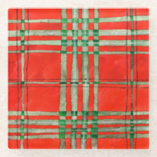DESSOUS-DE-VERRE EN VERRE DESSOUS DE VERRE EN VERRE CARRÉ TARTAN ÉCOSSAIS RO