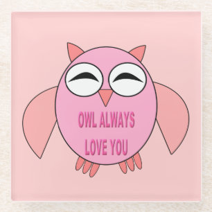 Dessous-de-verre En Verre Dessous de verre en verre Chouette de message d'am